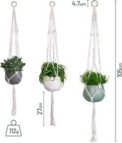 Gadgy Plantenhanger Macramé 3 Stuks - Luxe Gevlochten Touw Katoen - Plantenpot Ophangen - Hangpot -Tuinartikelen Winkel 1021x1200 4