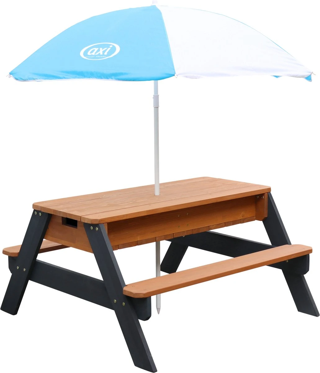 AXI Nick Zand & Water Picknicktafel In Antraciet/Bruin - Parasol Blauw/Wit - Picknick Tafel Voor Kinderen Van Hout 8 AXI Nick Zand & Water Picknicktafel In Antraciet/Bruin - Parasol Blauw/Wit - Picknick Tafel Voor Kinderen Van Hout - Image 8