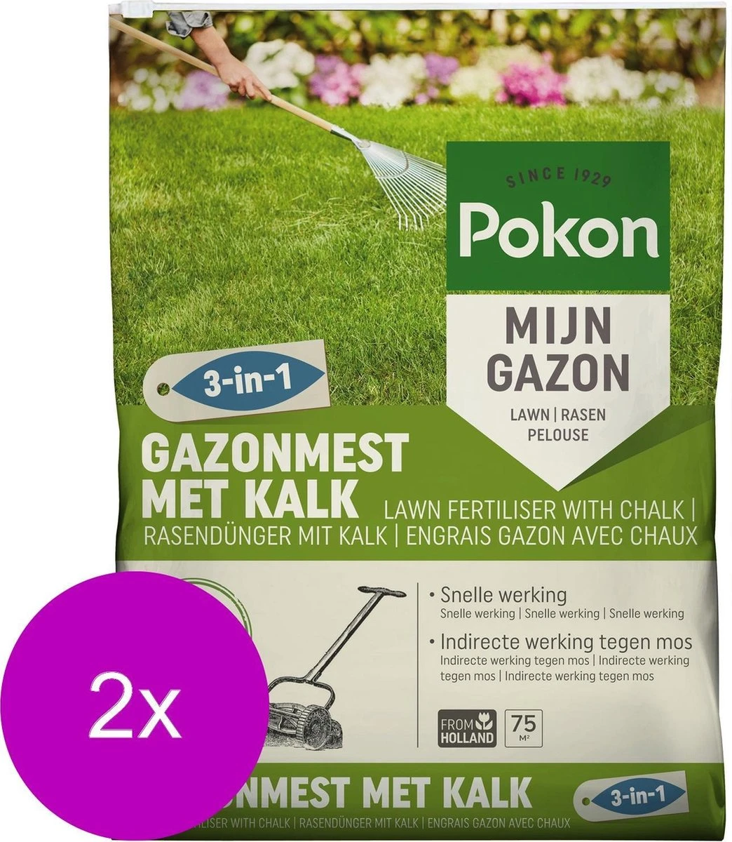 Pokon Gazonmest Met Kalk - 2 X 5kg - Mest - Geschikt Voor 2 X 75m² - 120 Dagen Voeding - Voordeelverpakking 5 Pokon Gazonmest Met Kalk - 2 X 5kg - Mest - Geschikt Voor 2 X 75m² - 120 Dagen Voeding - Voordeelverpakking - Image 5