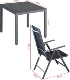 Tuinset 4 + 1 Klapstoelen Tuintafel – Aluminium 80x80cm - Grijs -Tuinartikelen Winkel 1059x1200 2