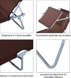 Outsunny Ligstoel Ligbank Voor Buiten Ligstoel Voor Op Het Strand Inklapbaar Met Zonnedak 3 Kleuren 84B-001 -Tuinartikelen Winkel 1086x1200