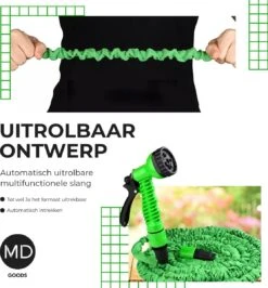 Uitrekbare Tuinslang Tot 15 Meter Van MD-goods ® - Tuinsproeier - Tuin Besproeien - Waterslang - Sproeikop - Groen - Flexibel Elastisch -Tuinartikelen Winkel 1114x1200 4