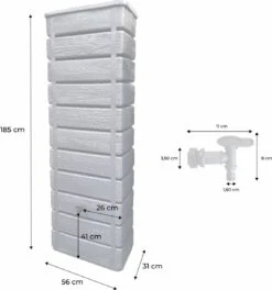 Regenton Muurtank, Grandval 300L, Antraciet Kunststof, Imitatiehout, Met Gootaansluitset Inbegrepen -Tuinartikelen Winkel 1122x1200 1