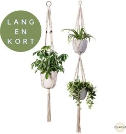 Plantenhanger Macrame Set Van 2 - Plantenhanger Met Ruimte Voor 3 Potten - Luxe Gevlochten Touw 100% Katoen - Duurzaam - Plantenbakken - Bloempotten - Macramé Stijl Hanger Voor Bloempotten - Hangpot - Fienosa -Tuinartikelen Winkel 1131x1200 11