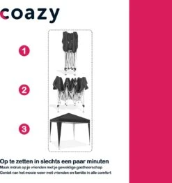Coazy Waterdichte Partytent 3x3 Meter Opvouwbaar - Paviljoen - Easy Up - Pop-up Tent Met Haringen, Touw En Anti Slip Poten - Waterdicht - Partytenten Weerbestendig -Tuinartikelen Winkel 1131x1200 3