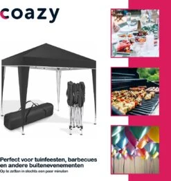 Coazy Waterdichte Partytent 3x3 Meter Opvouwbaar - Paviljoen - Easy Up - Pop-up Tent Met Haringen, Touw En Anti Slip Poten - Waterdicht - Partytenten Weerbestendig -Tuinartikelen Winkel 1132x1200 1