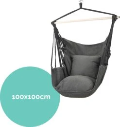 Hangmat Stoel - Hangstoel Voor Binnen Of Buiten - Incl. 2 Kussens - Zwart/Grijs Antraciet -Tuinartikelen Winkel 1141x1200