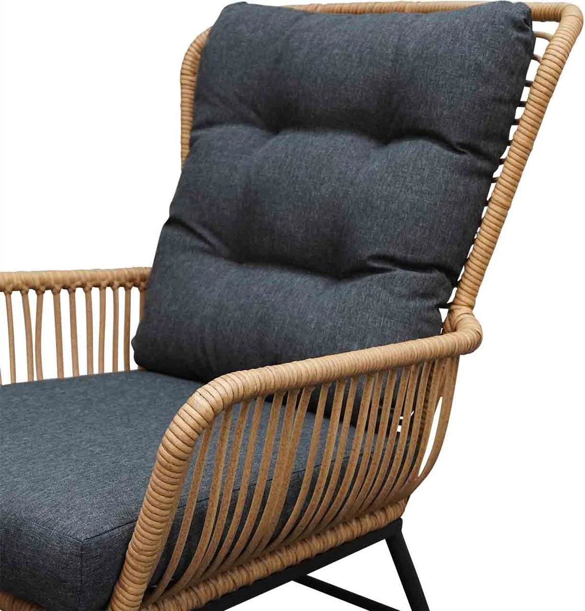 BUITEN Living Dex Wicker Loungestoel Tuin Incl. Wicker Voetenbank | Wicker + Aluminium | Bamboe Antraciet 2 BUITEN Living Dex Wicker Loungestoel Tuin Incl. Wicker Voetenbank | Wicker + Aluminium | Bamboe Antraciet - Image 2