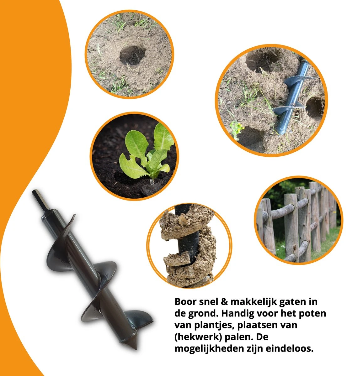 Grondboor Voor Boormachine - 8x25 Cm - Zwart 6 Grondboor Voor Boormachine - 8x25 Cm - Zwart - Image 6
