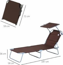 Outsunny Ligstoel Ligbank Voor Buiten Ligstoel Voor Op Het Strand Inklapbaar Met Zonnedak 3 Kleuren 84B-001 -Tuinartikelen Winkel 1166x1200