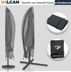 Volcan Parasolhoes Voor Zweefparasol - Tot 300cm - Waterdicht - Oxford 420D - Met Rits, Trekkoord En Stok - Zwart -Tuinartikelen Winkel 1174x1200