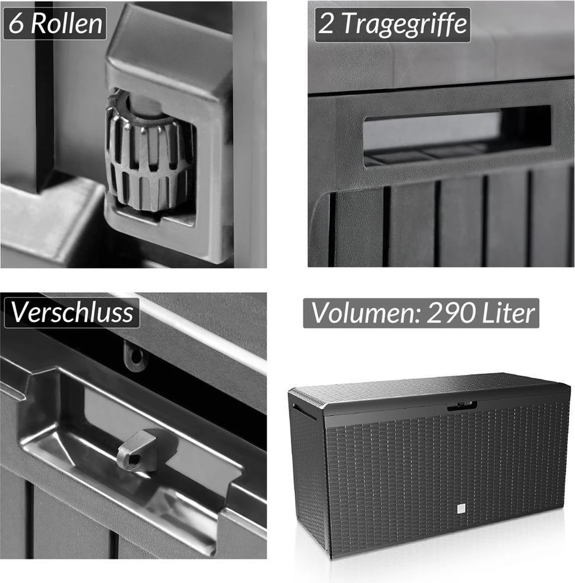 Prosperplast Opbergbox Met Deksel – Waterdicht Wielen 290 L -Antraciet 3 Prosperplast Opbergbox Met Deksel – Waterdicht Wielen 290 L -Antraciet - Image 3