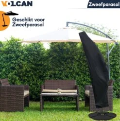 Volcan Parasolhoes Voor Zweefparasol - Tot 300cm - Waterdicht - Oxford 420D - Met Rits, Trekkoord En Stok - Zwart -Tuinartikelen Winkel 1190x1200 2