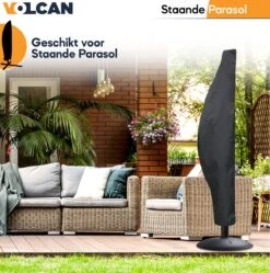 Volcan Parasolhoes Voor Zweefparasol - Tot 300cm - Waterdicht - Oxford 420D - Met Rits, Trekkoord En Stok - Zwart -Tuinartikelen Winkel 1190x1200 3