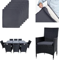 Tectake - Tuinmeubelset - 8 Persoons - Zwart -Tuinartikelen Winkel 1194x1200 2