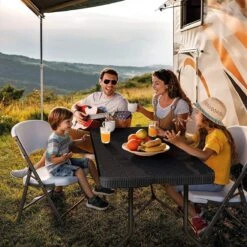 Lenx Klaptafel - Inklapbare Tafel - Opvouwbare Tuintafel - Vouwtafel - Inclusief Handvat En 2 Tafelkleden - 180x75x74cm - 6 Tot 8 Personen -Tuinartikelen Winkel 1199x1200