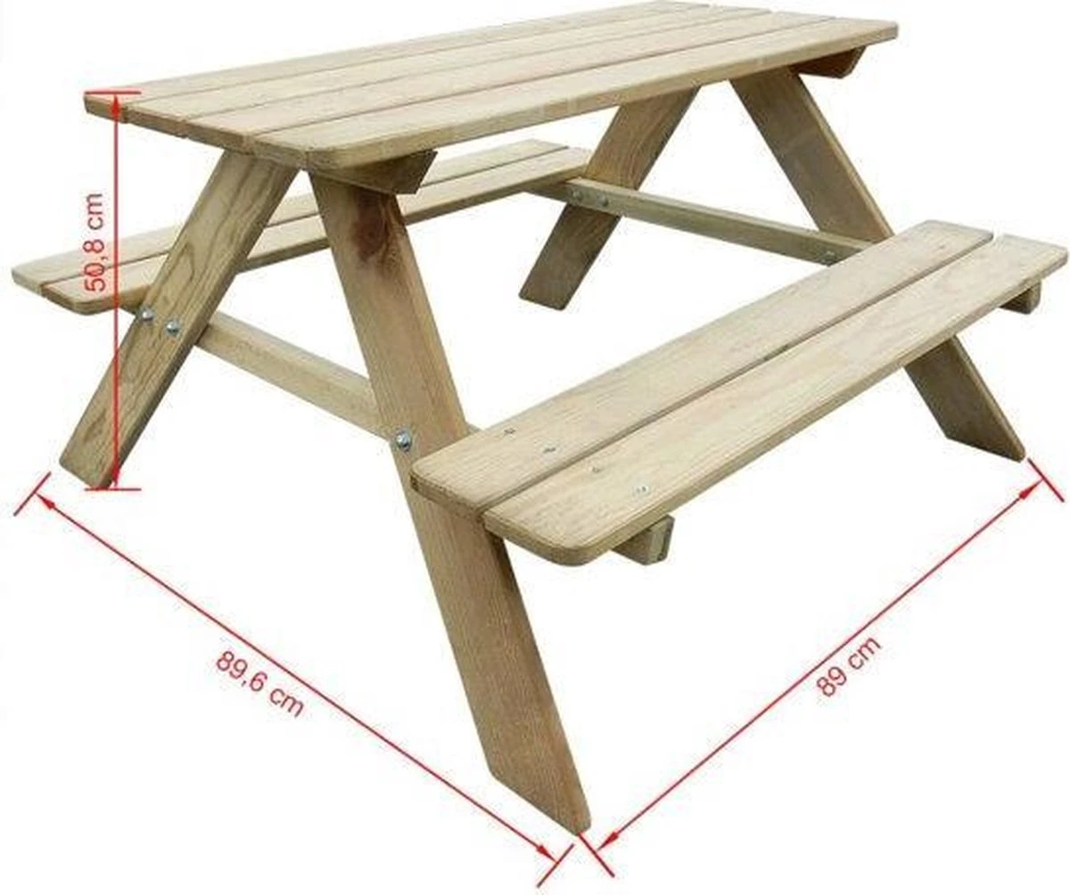 MaxxGarden Kinder Picknicktafel - 90x79x50cm - Hout 8 MaxxGarden Kinder Picknicktafel - 90x79x50cm - Hout - Image 8