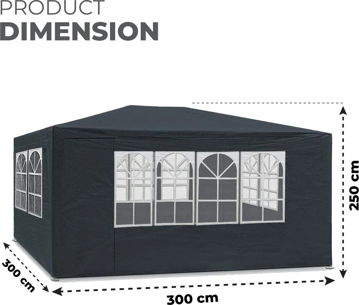 MaxxGarden Partytent - Feesttent Paviljoen - 3x3m - Antraciet 5 MaxxGarden Partytent - Feesttent Paviljoen - 3x3m - Antraciet - Image 5