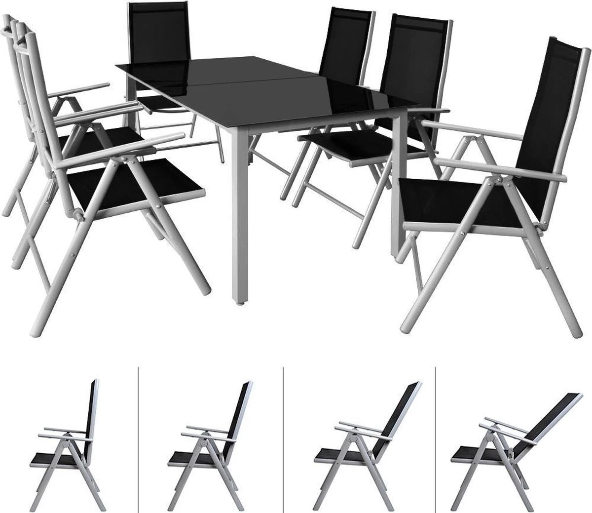 Casaria Alumunium Tuinset Bern - 6 Stoelen + 1 Tafel – Zilver 6 Casaria Alumunium Tuinset Bern - 6 Stoelen + 1 Tafel – Zilver - Image 6