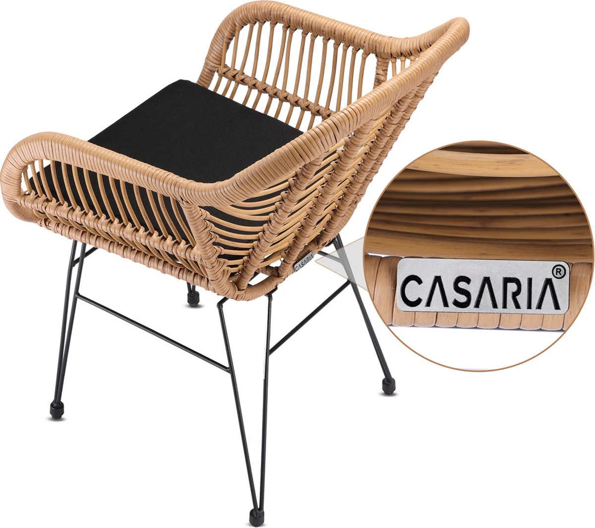 Casaria Tuinset Bali 3 Delig – 1 Tafel/2 Stoelen – Naturel Zwart 3 Casaria Tuinset Bali 3 Delig – 1 Tafel/2 Stoelen – Naturel Zwart - Image 3
