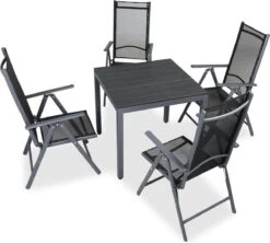 Tuinset 4 + 1 Klapstoelen Tuintafel – Aluminium 80x80cm - Grijs -Tuinartikelen Winkel 1200x1080 2