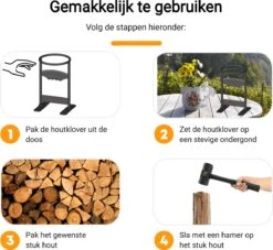 Maatworkz - Houtklover + Hamer - Houtsplijter - Houtkliever - Houtklover Voor Aanmaakhout - Gietijzer - Zwart -Tuinartikelen Winkel 1200x1103 3
