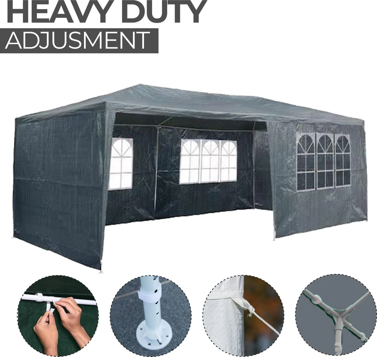 MaxxGarden Partytent - Paviljoen - 3x6m - Incl. Zijwanden - Waterdicht - Antraciet 2 MaxxGarden Partytent - Paviljoen - 3x6m - Incl. Zijwanden - Waterdicht - Antraciet - Image 2