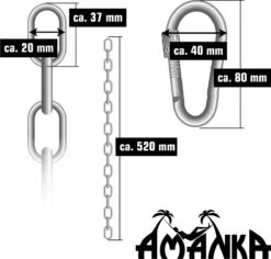 2x 50cm Hangende Stoelketting Tot 230kg - 4 Karabiners - Schommel Hangmat Bokszak Ophanging -Tuinartikelen Winkel 1200x1145