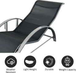 MaxxGarden Ligbed Set - 2 Stuks Zwart - Met Tafel - Sun Loungers - Loungebed -Tuinartikelen Winkel 1200x1155 2