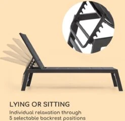 Blumfeldt Renazzo Lounge Ligstoel - Ligbed Voor De Tuin - Aluminium Tuinstoel - 6 Standen - Waterafstotend - Bekleding Van 70 % Pvc En 30 % Polyetheen - Zwart -Tuinartikelen Winkel 1200x1157 2