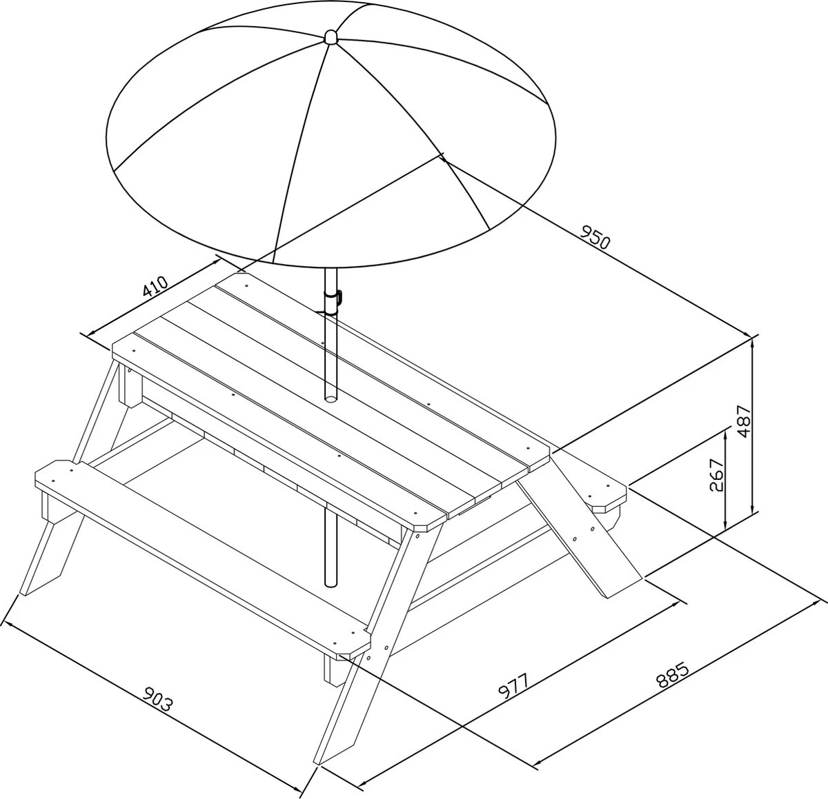 AXI Nick Zand & Water Picknicktafel In Antraciet/Bruin - Parasol Blauw/Wit - Picknick Tafel Voor Kinderen Van Hout 5 AXI Nick Zand & Water Picknicktafel In Antraciet/Bruin - Parasol Blauw/Wit - Picknick Tafel Voor Kinderen Van Hout - Image 5