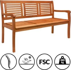 Casaria Tuinbank - FSC®-Gecertificeerd Eucalyptushout - 153cm Bruin -Tuinartikelen Winkel 1200x1176