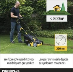 Powerplus POWXG7516 Elektrische Verticuteermachine - Mos Verwijderaar - 1800W - 360mm Maaibreedte- 45L Opvangbak - Incl. Gazonbeluchter/grasbeluchter -Tuinartikelen Winkel 1200x1177 5