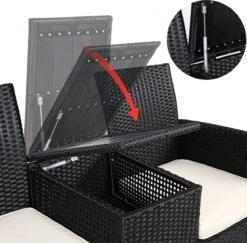 Casaria Tuinbank Polyrattan – 2 Zitter Incl. Tafel & Kussens – Zwart -Tuinartikelen Winkel 1200x1179 2