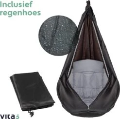Vita5 Macramé Hangstoel - Voor Binnen En Buiten - Zonder Standaard - Incl. Kussen, Boekenvak En Beschermhoes - Tot 150kg - Grijs 20 Vita5 Macramé Hangstoel - Voor Binnen En Buiten - Zonder Standaard - Incl. Kussen, Boekenvak En Beschermhoes - Tot 150kg - Grijs -Tuinartikelen Winkel 1200x1185