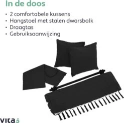 Vita5 XXL Hangstoel - Binnen&Buiten Hangnest - Incl. 2 Kussens En Boekenvak - Volwassenen&Kinderen - Hangmatstoel Tot 225kg - Zwart 21 Vita5 XXL Hangstoel - Binnen&Buiten Hangnest - Incl. 2 Kussens En Boekenvak - Volwassenen&Kinderen - Hangmatstoel Tot 225kg - Zwart -Tuinartikelen Winkel 1200x1194 1