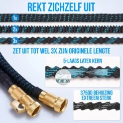 Strex Flexibele Tuinslang 15M Met Sproeikop - Uitrekbaar - Incl. Koppelingen, Ophanghaak & Opbergzak -Tuinartikelen Winkel 1200x1197 22