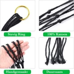 9 Stuks Zwart Macrame Plantenhangers - Boho Handgeweven Katoen Hangpot Voor Binnen/Buiten - Hangende Bloempot Met Kralen - Macramé Touw/Koord Hangplant Houder - Bohemian Wandhanger Decoratie - Plant Hanger - Verticale Tuin Bloempothouder Planthanger -Tuinartikelen Winkel 1200x1198 25