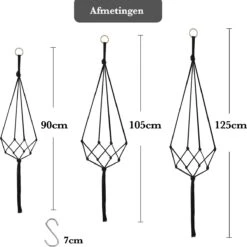9 Stuks Zwart Macrame Plantenhangers - Boho Handgeweven Katoen Hangpot Voor Binnen/Buiten - Hangende Bloempot Met Kralen - Macramé Touw/Koord Hangplant Houder - Bohemian Wandhanger Decoratie - Plant Hanger - Verticale Tuin Bloempothouder Planthanger -Tuinartikelen Winkel 1200x1198 26