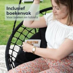 Vita5 Macramé Hangstoel - Voor Binnen En Buiten - Zonder Standaard - Incl. Kussen, Boekenvak En Beschermhoes - Tot 150kg - Zwart 14 Vita5 Macramé Hangstoel - Voor Binnen En Buiten - Zonder Standaard - Incl. Kussen, Boekenvak En Beschermhoes - Tot 150kg - Zwart -Tuinartikelen Winkel 1200x1200 10