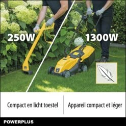 Powerplus POWXG6212T Elektrische Grasmaaier - Grasmachine Voor Kleine En Middelgrote Tuin - 1300W - Maaibreedte 320mm - Verstelbare Maaihoogte - 30L Opvangbak - Incl. Grastrimmer 250W -Tuinartikelen Winkel 1200x1200 1040