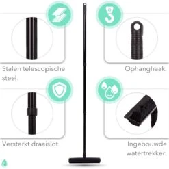 CLEANLY® Rubberen Bezem Met Vloerwisser - Kappersbezem - Zachte Bezem Binnen & Buiten - Vloertrekker Met Steel - 68-150 Cm -Tuinartikelen Winkel 1200x1200 1111