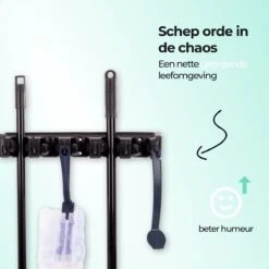 CLEANLY® Bezemhouder - Ophangsysteem Voor Tuingereedschap - Bezem Ophangsysteem - Gereedschapshouder Met Ophanghaken - ABS -Tuinartikelen Winkel 1200x1200 1144