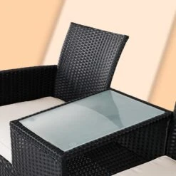 Casaria Polyrattan Tuinbank - Incl. Kussen - 143x55x88 Cm Zwart -Tuinartikelen Winkel 1200x1200 135