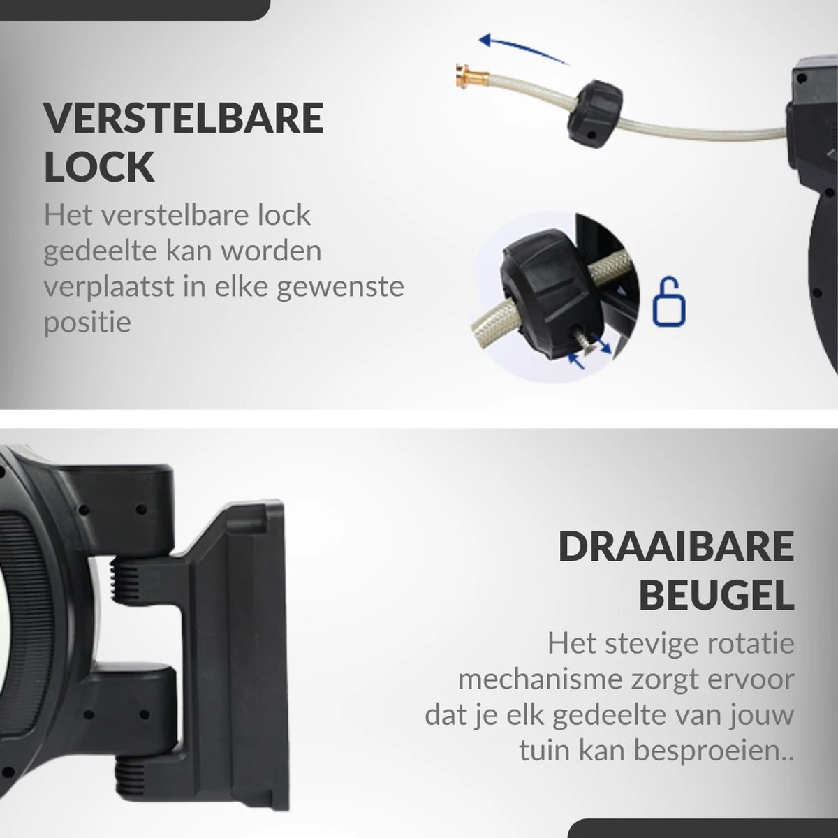 Buxibo - Wandslangenbox 20 Meter + 2 Meter - Tuinslang Met Haspel - 9 Sproei Standen - Slangenhouder 180° Draaibaar - Tuinslanghaspel Zwart+ Gratis Sproeier - Zwart 10 Buxibo - Wandslangenbox 20 Meter + 2 Meter - Tuinslang Met Haspel - 9 Sproei Standen - Slangenhouder 180° Draaibaar - Tuinslanghaspel Zwart+ Gratis Sproeier - Zwart - Image 10