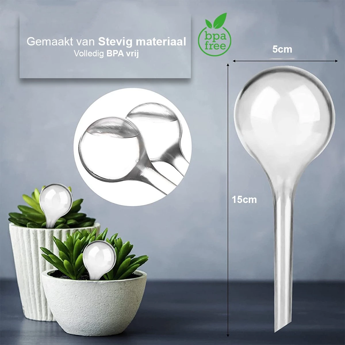 Waterdruppelaar Set Van 12 Stuks - Waterdruppelaar Voor Planten - Watergeefsysteem - Waterbol Irrigatiesysteem - Automatisch Druppelsysteem Voor Kamerplanten & Tuin - Watergever - Transparant - 15cm 5 Waterdruppelaar Set Van 12 Stuks - Waterdruppelaar Voor Planten - Watergeefsysteem - Waterbol Irrigatiesysteem - Automatisch Druppelsysteem Voor Kamerplanten & Tuin - Watergever - Transparant - 15cm - Image 5