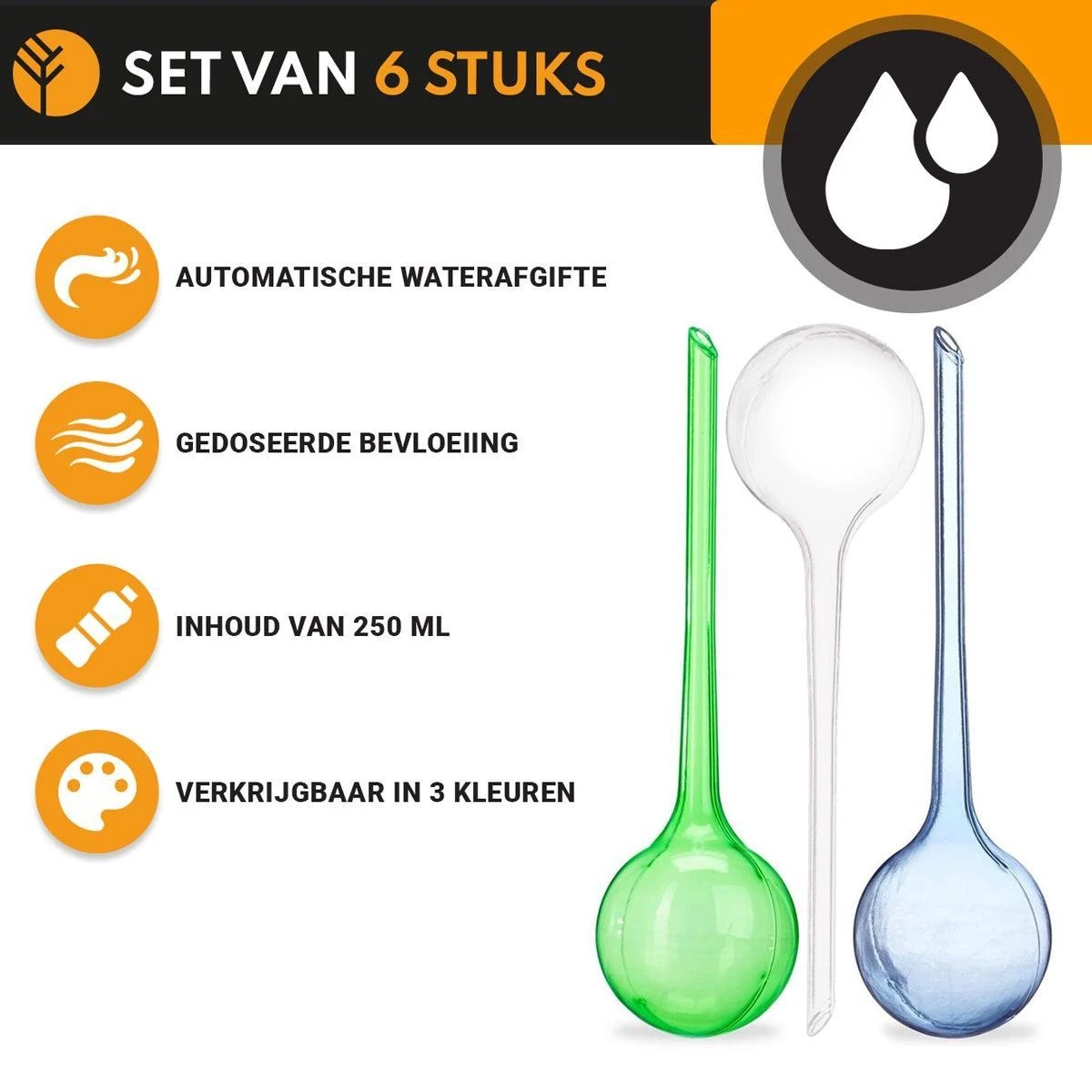Waterdruppelaar Set Van 6 Stuks Voor Planten Transparant – 27 CM – Automatisch Watergeefsysteem Voor Kamerplanten – Planten Watergever Met Druppelsysteem – Waterbol 2 Waterdruppelaar Set Van 6 Stuks Voor Planten Transparant – 27 CM – Automatisch Watergeefsysteem Voor Kamerplanten – Planten Watergever Met Druppelsysteem – Waterbol - Image 2
