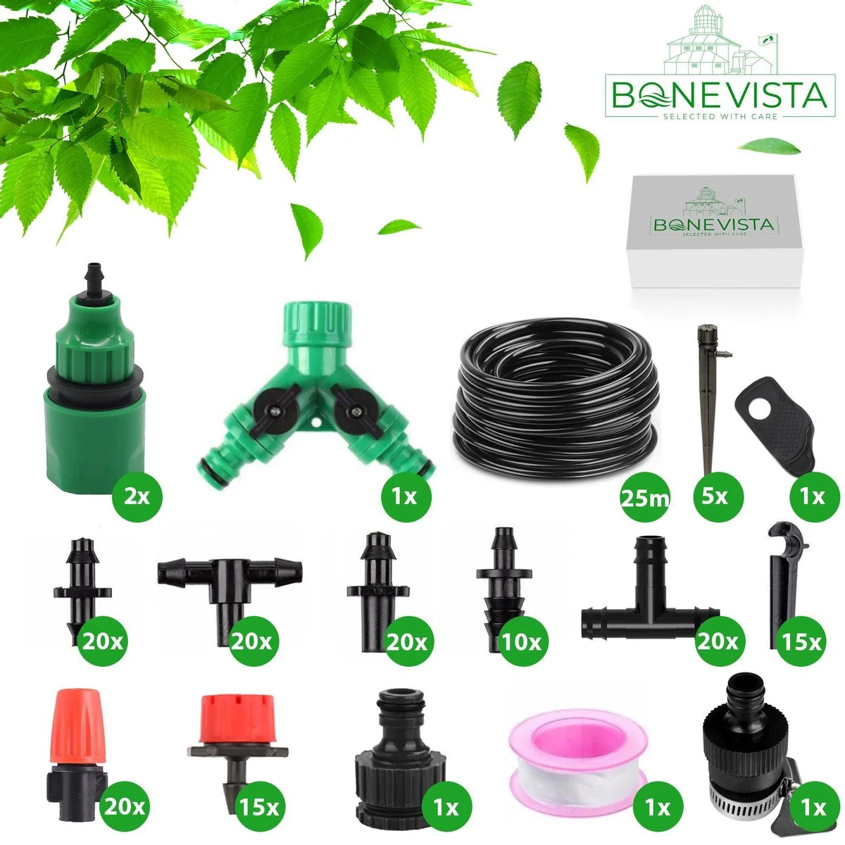 Bone Vista® 155 Stuks Water Druppelslang Irrigatiesysteem Tuin – Bewateringssysteem & Druppelsysteem 2 Bone Vista® 155 Stuks Water Druppelslang Irrigatiesysteem Tuin – Bewateringssysteem & Druppelsysteem - Image 2