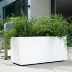 Elho Vivo Matt Finish Lang Wielen 90 - Grote Staande Plantenbak Voor Binnen & Buiten - Gemaakt Van Gereycled Plastic - L 39 X W 88 X H 41 Cm - Wit -Tuinartikelen Winkel 1200x1200 1826