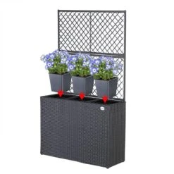 Casaria Polyrattan Plantenbak - Met Klimoprek - 3 Bakken Zwart -Tuinartikelen Winkel 1200x1200 1829